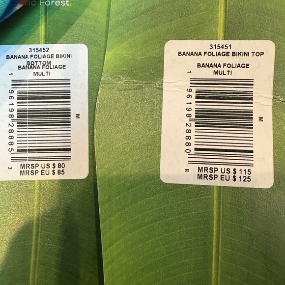 FARM Rio Banana Foliage Bandeau Bikini Top & Bottom M - Picture 7 of 9